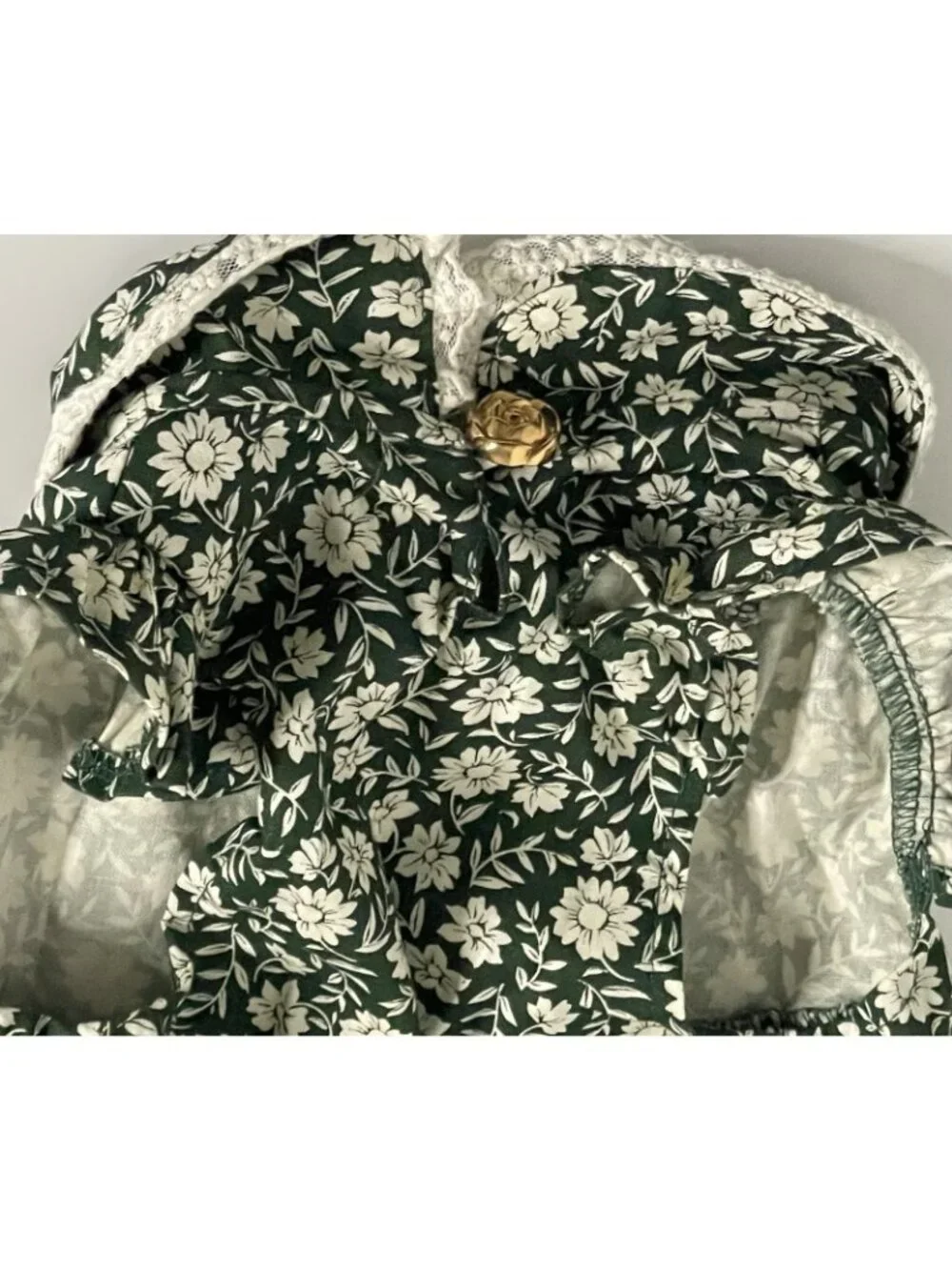 Dolly Pet New York Leafy Bloom Dog Dress Green Floral Lace NWT 13.25 in Est S/M